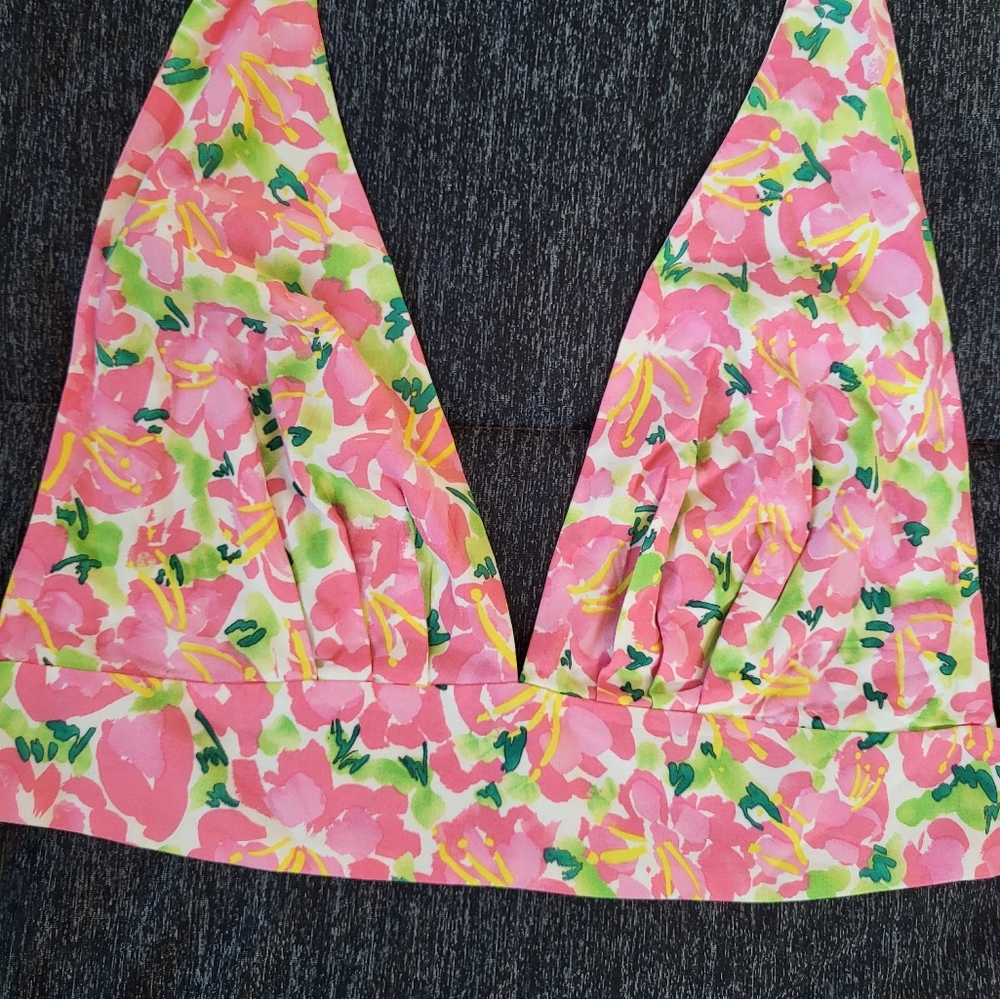 Seven Wonders - Asuka Halter Neck Top in Pink Green Floral Size M - Picture 3 of 5